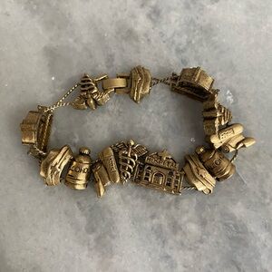 Vintage Tofa 1995 Nurse Medical Charm Slide Bracelet 7" Gold Tone